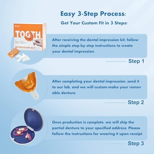 Qiivosm - Custom Removable Dentures Set for Tooth Replacement (4 Teeth)